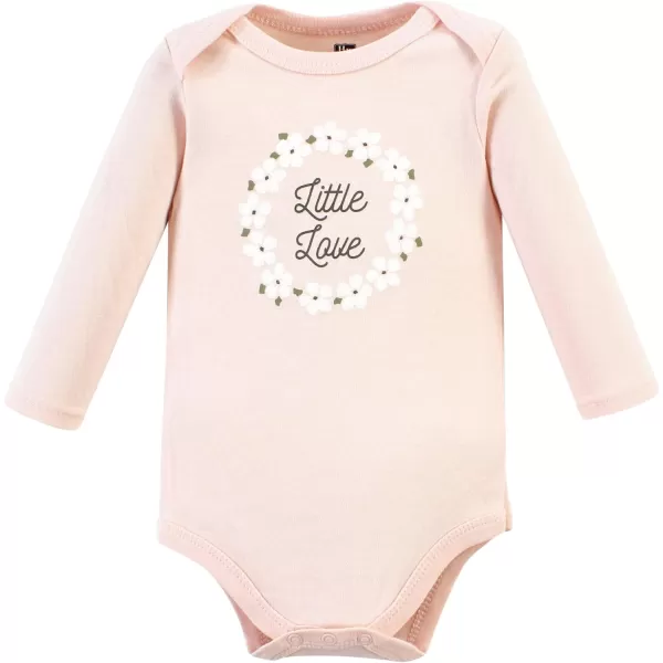 Hudson Baby Unisex Baby Unisex Baby Cotton Long-sleeve Bodysuits, Sage Floral Wreath, 18-24 Months