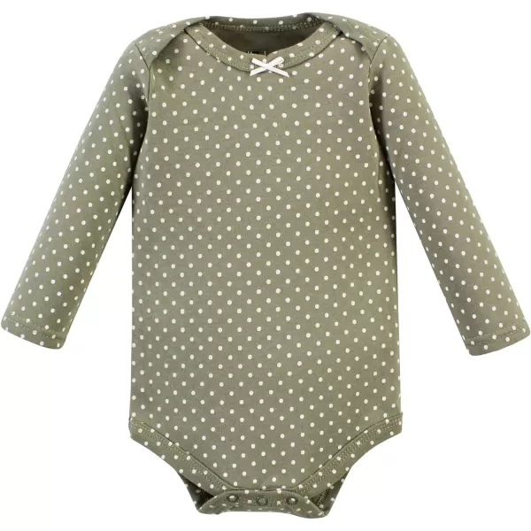 Hudson Baby Unisex Baby Unisex Baby Cotton Long-sleeve Bodysuits, Sage Floral Wreath, 6-9 Months
