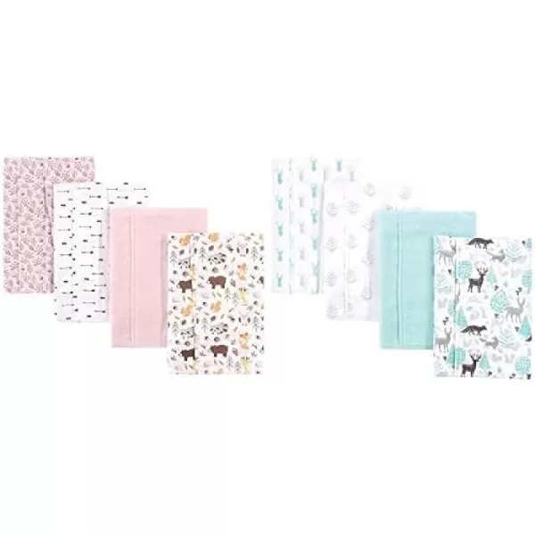 Hudson Baby Girl Cotton Flannel Burp Cloth 8-Pack, Peacock Feather Butterflies