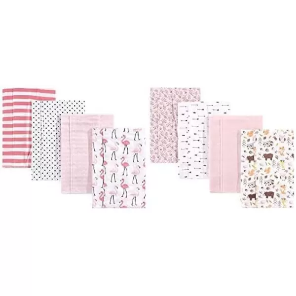 Hudson Baby Girl Cotton Flannel Burp Cloth 8-Pack, Peacock Feather Butterflies