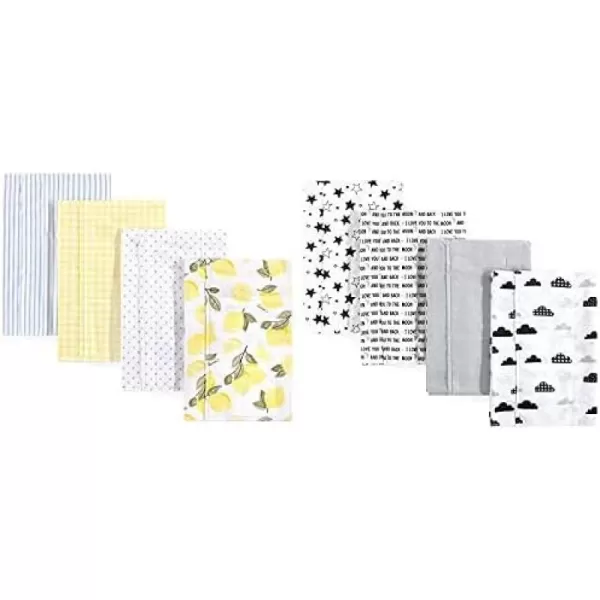 Hudson Baby Girl Cotton Flannel Burp Cloth 8-Pack, Peacock Feather Butterflies