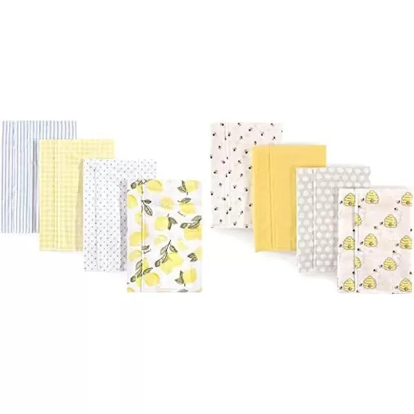 Hudson Baby Girl Cotton Flannel Burp Cloth 8-Pack, Peacock Feather Butterflies