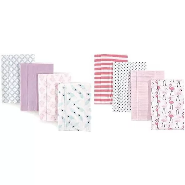 Hudson Baby Girl Cotton Flannel Burp Cloth 8-Pack, Peacock Feather Butterflies