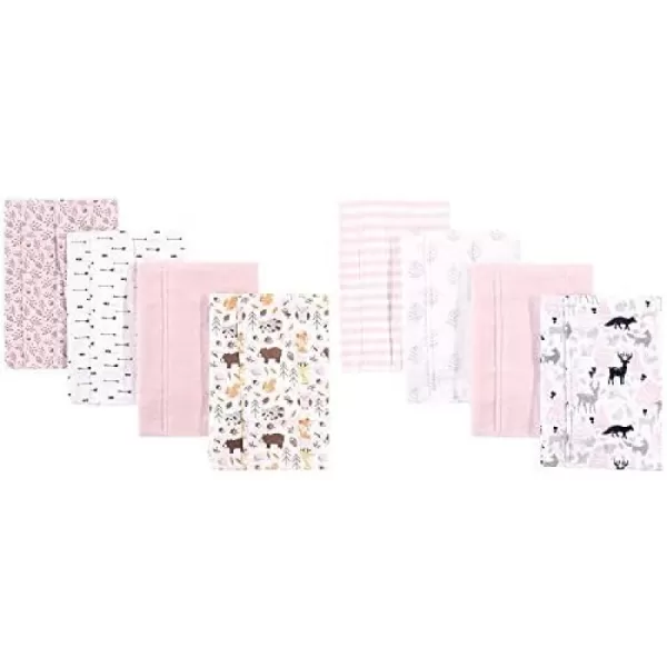 Hudson Baby Girl Cotton Flannel Burp Cloth 8-Pack, Peacock Feather Butterflies