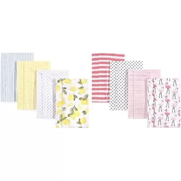 Hudson Baby Girl Cotton Flannel Burp Cloth 8-Pack, Peacock Feather Butterflies