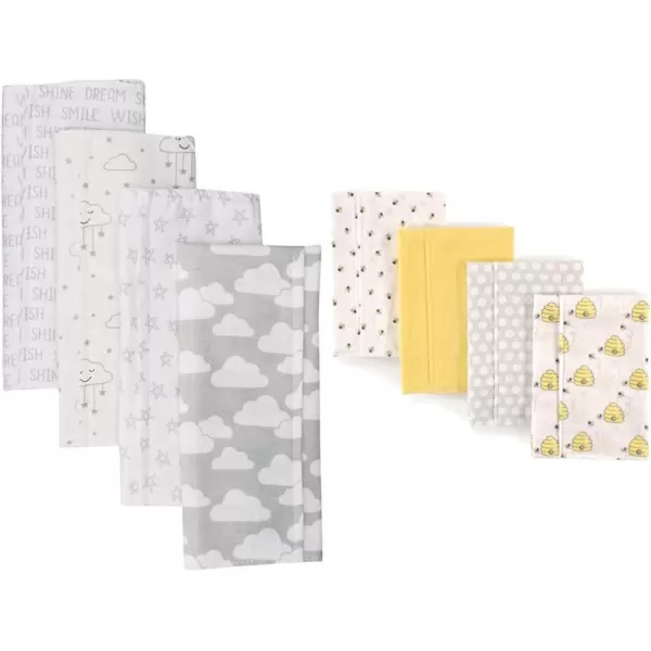 Hudson Baby Girl Cotton Flannel Burp Cloth 8-Pack, Peacock Feather Butterflies