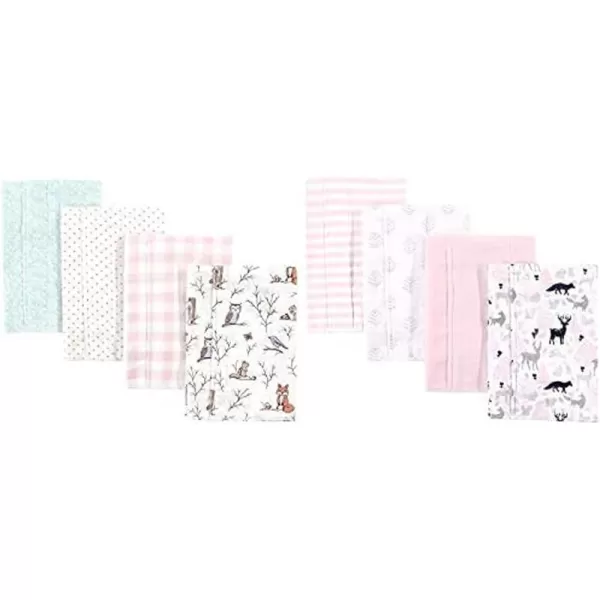 Hudson Baby Girl Cotton Flannel Burp Cloth 8-Pack, Peacock Feather Butterflies