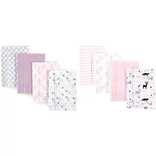 Hudson Baby Girl Cotton Flannel Burp Cloth 8-Pack, Peacock Feather Butterflies