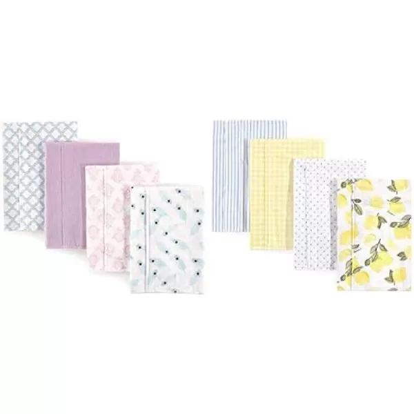 Hudson Baby Girl Cotton Flannel Burp Cloth 8-Pack, Peacock Feather Butterflies