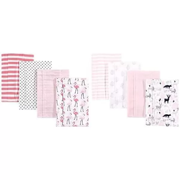 Hudson Baby Girl Cotton Flannel Burp Cloth 8-Pack, Peacock Feather Butterflies
