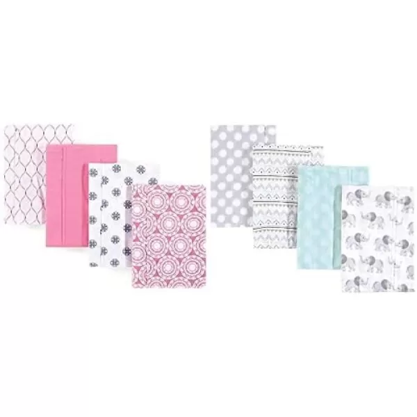 Hudson Baby Girl Cotton Flannel Burp Cloth 8-Pack, Peacock Feather Butterflies