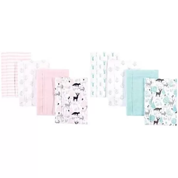 Hudson Baby Girl Cotton Flannel Burp Cloth 8-Pack, Peacock Feather Butterflies