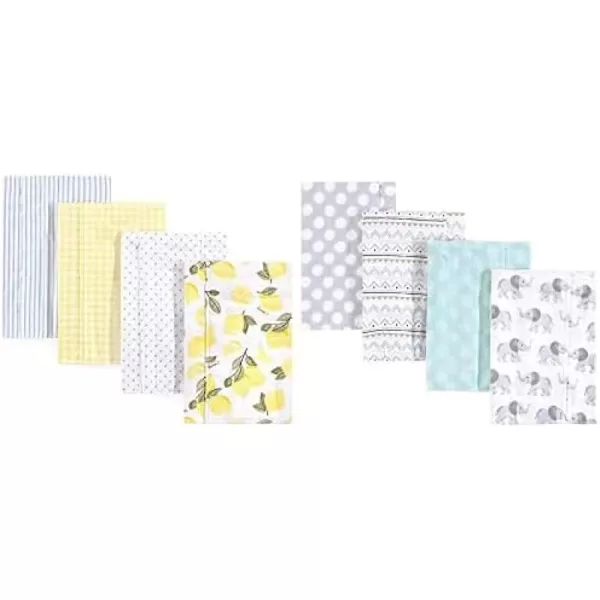 Hudson Baby Girl Cotton Flannel Burp Cloth 8-Pack, Peacock Feather Butterflies