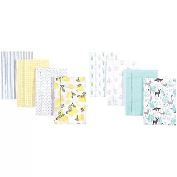 Hudson Baby Girl Cotton Flannel Burp Cloth 8-Pack, Peacock Feather Butterflies