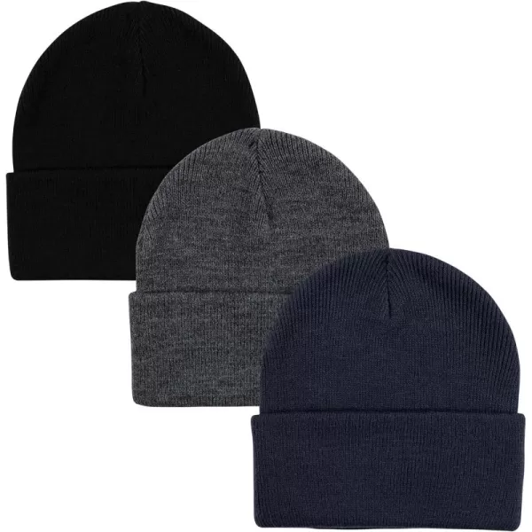 Hudson Baby Knit Cuffed Beanie 3pk