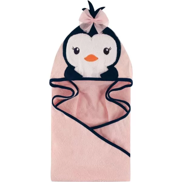 Hudson Baby Unisex Baby Cotton Animal Face Hooded Towel, Miss Penguin, One Size