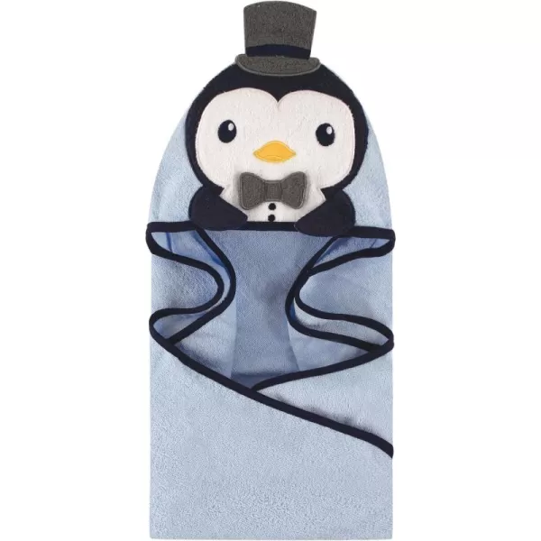 Hudson Baby Unisex Baby Cotton Animal Face Hooded Towel, Miss Penguin, One Size