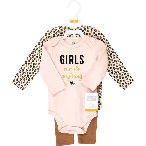 Hudson Baby baby-girls Unisex Baby Cotton Bodysuit and Pant Set, Cinnamon Hearts, Newborn