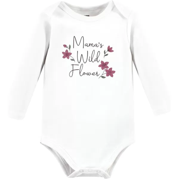 Hudson Baby baby-girls Unisex Baby Cotton Bodysuit and Pant Set, Plum Wildflower, 9-12 Months