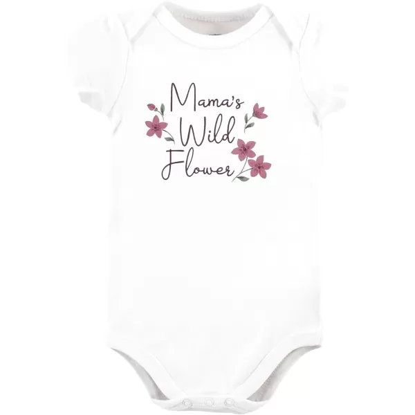 Hudson Baby baby-girls Unisex Baby Cotton Bodysuit and Pant Set, Plum Wildflower, 9-12 Months