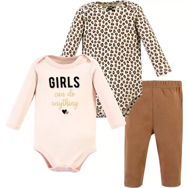 Hudson Baby baby-girls Unisex Baby Cotton Bodysuit and Pant Set, Cinnamon Hearts, Newborn