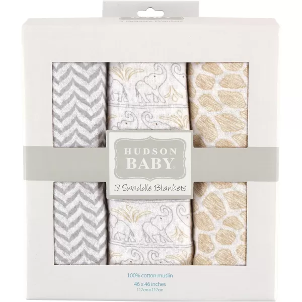Hudson Baby Unisex Baby Cotton Muslin Swaddle Blankets, Woodland 3-Pack, 3-Pack