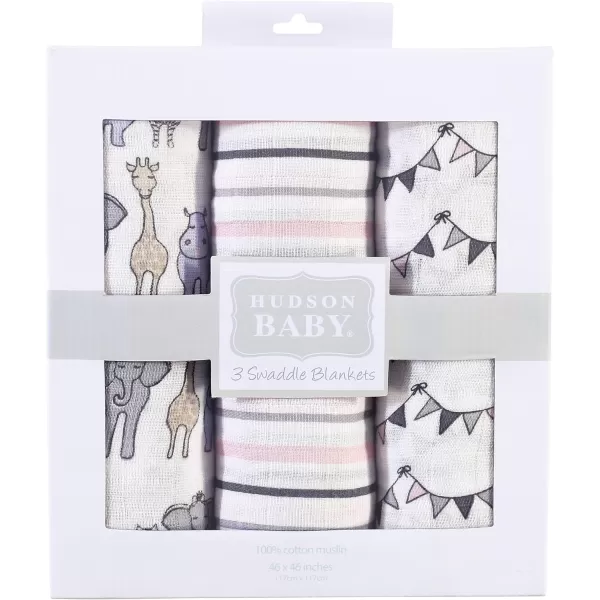 Hudson Baby Unisex Baby Cotton Muslin Swaddle Blankets, Woodland 3-Pack, 3-Pack
