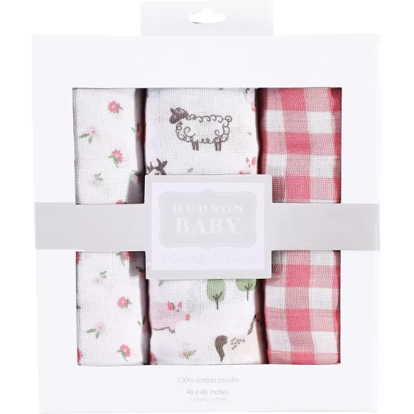 Hudson Baby Unisex Baby Cotton Muslin Swaddle Blankets, Woodland 3-Pack, 3-Pack