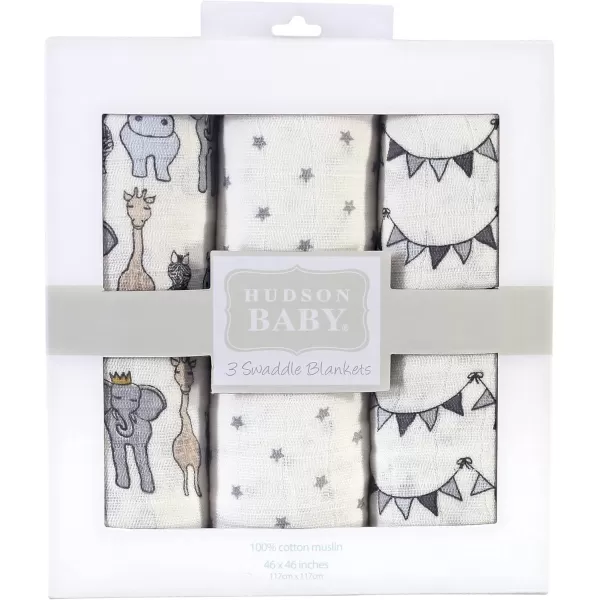 Hudson Baby Unisex Baby Cotton Muslin Swaddle Blankets, Woodland 3-Pack, 3-Pack