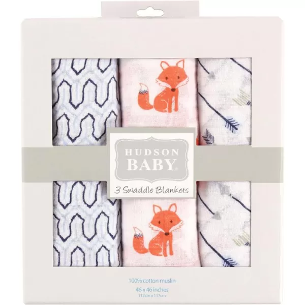 Hudson Baby Unisex Baby Cotton Muslin Swaddle Blankets, Woodland 3-Pack, 3-Pack