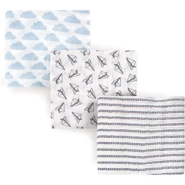 Hudson Baby Unisex Baby Cotton Muslin Swaddle Blankets, Woodland 3-Pack, 3-Pack