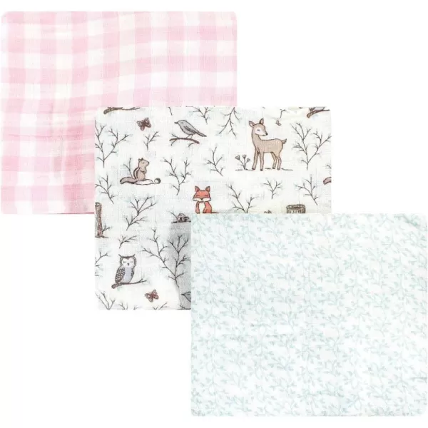 Hudson Baby Unisex Baby Cotton Muslin Swaddle Blankets, Woodland 3-Pack, 3-Pack