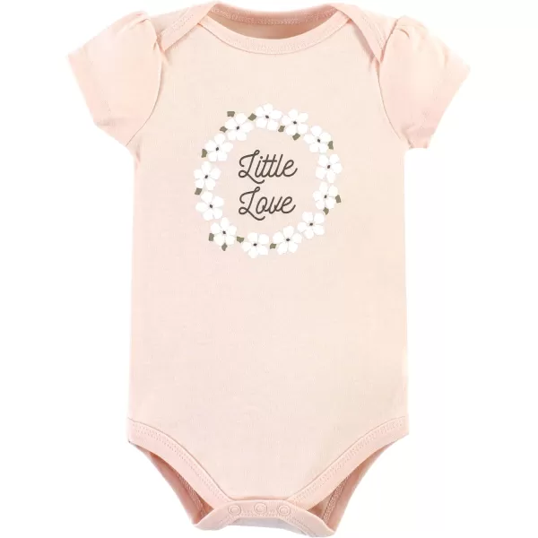 Hudson Baby Unisex Baby Unisex Baby Cotton Bodysuit, Pant and Shoe Set, Sage Floral Wreath, Newborn