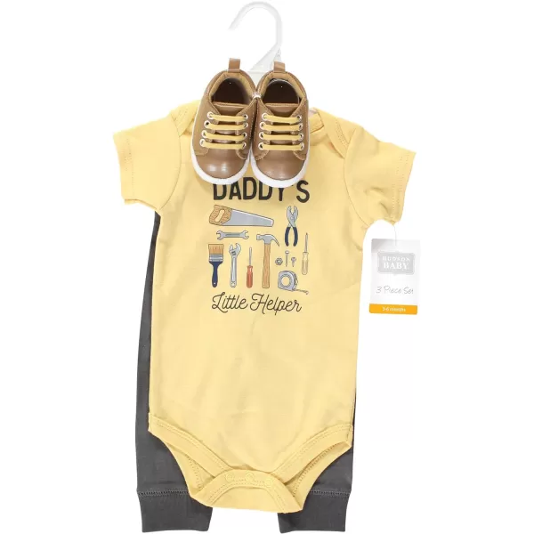 Hudson Baby Unisex Baby Unisex Baby Cotton Bodysuit, Pant and Shoe Set, Construction Work, 3-6 Months