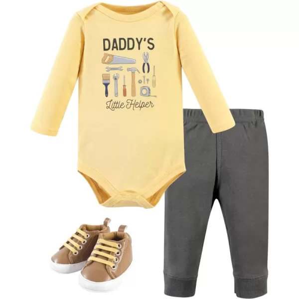 Hudson Baby Unisex Baby Unisex Baby Cotton Bodysuit, Pant and Shoe Set, Construction Work, 3-6 Months