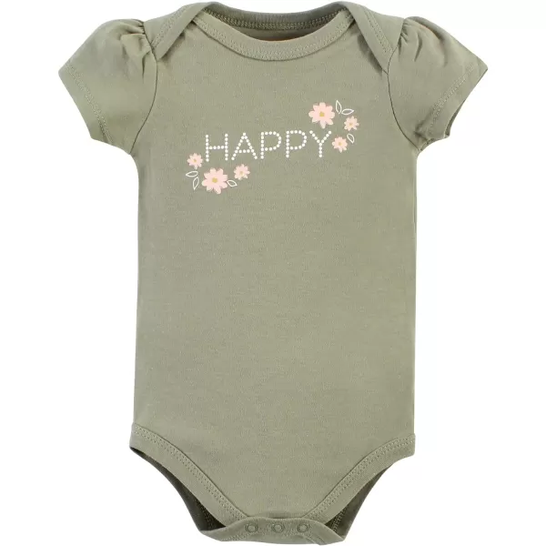 Hudson Baby Unisex Baby Unisex Baby Cotton Bodysuits, Sage Floral Wreath, 6-9 Months