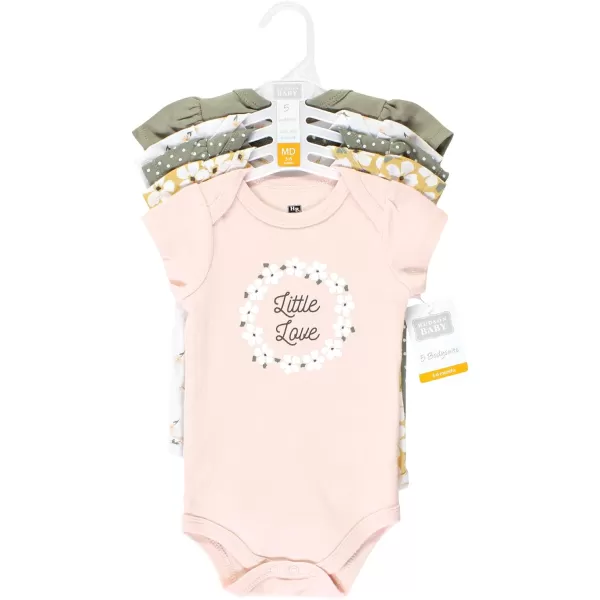 Hudson Baby Unisex Baby Unisex Baby Cotton Bodysuits, Sage Floral Wreath, 6-9 Months
