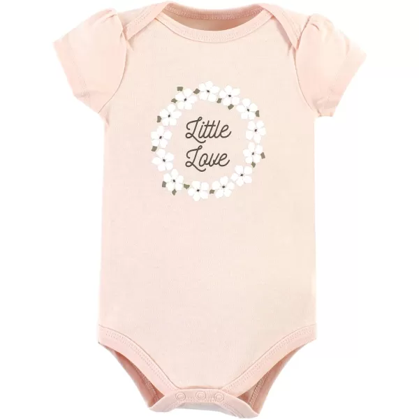 Hudson Baby Unisex Baby Unisex Baby Cotton Bodysuits, Sage Floral Wreath, 6-9 Months