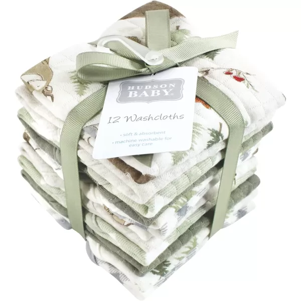 Hudson Baby Unisex Baby Rayon from Bamboo Woven Washcloths 12pk, Soft Neutral, One Size