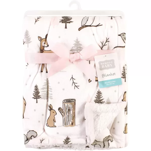 Hudson Baby Unisex Baby Plush Mink and Sherpa Blanket, Light Pink White, One Size