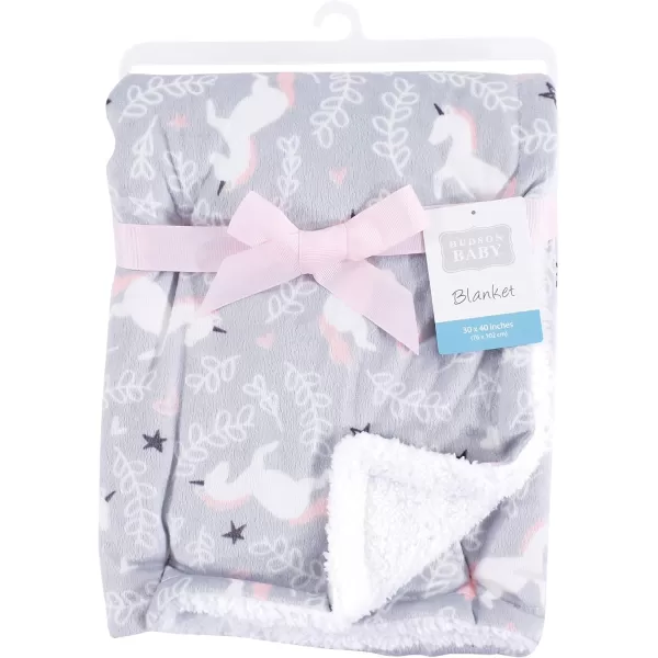 Hudson Baby Unisex Baby Plush Mink and Sherpa Blanket, Light Pink White, One Size