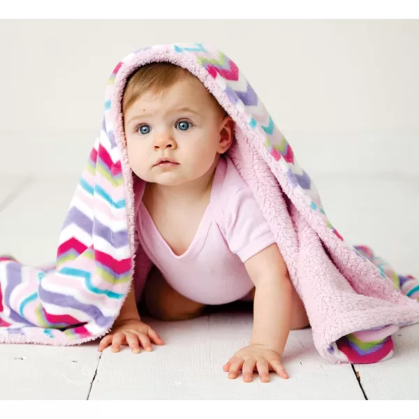Hudson Baby Unisex Baby Plush Mink and Sherpa Blanket, Light Pink White, One Size