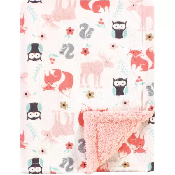 Hudson Baby Unisex Baby Plush Mink and Sherpa Blanket, Light Pink White, One Size