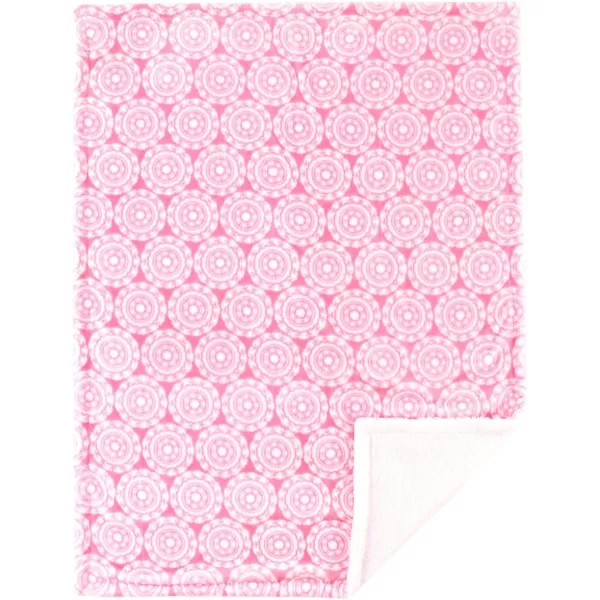 Hudson Baby Unisex Baby Plush Mink and Sherpa Blanket, Light Pink White, One Size