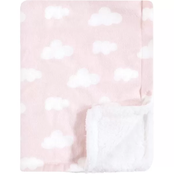 Hudson Baby Unisex Baby Plush Mink and Sherpa Blanket, Light Pink White, One Size