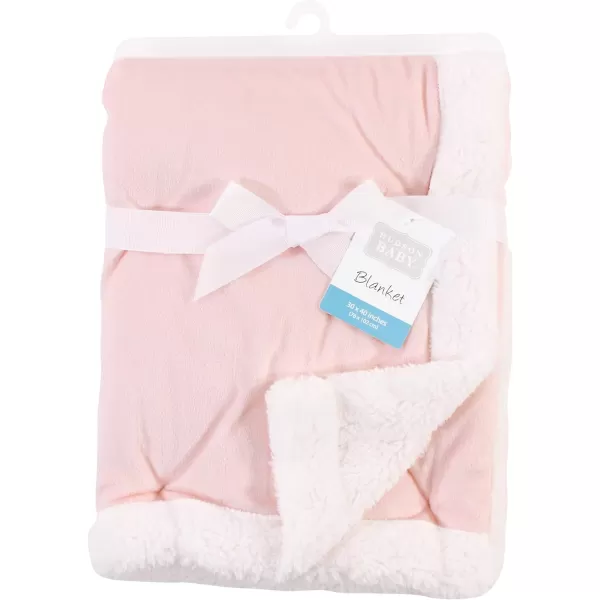 Hudson Baby Unisex Baby Plush Mink and Sherpa Blanket, Light Pink White, One Size
