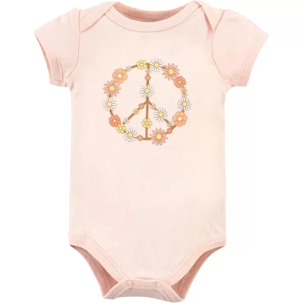 Hudson Baby Unisex Baby Unisex Baby Cotton Bodysuits, Peace Love Flowers, Preemie