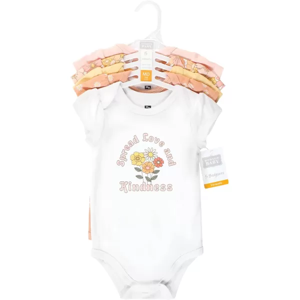 Hudson Baby Unisex Baby Unisex Baby Cotton Bodysuits, Peace Love Flowers, Preemie