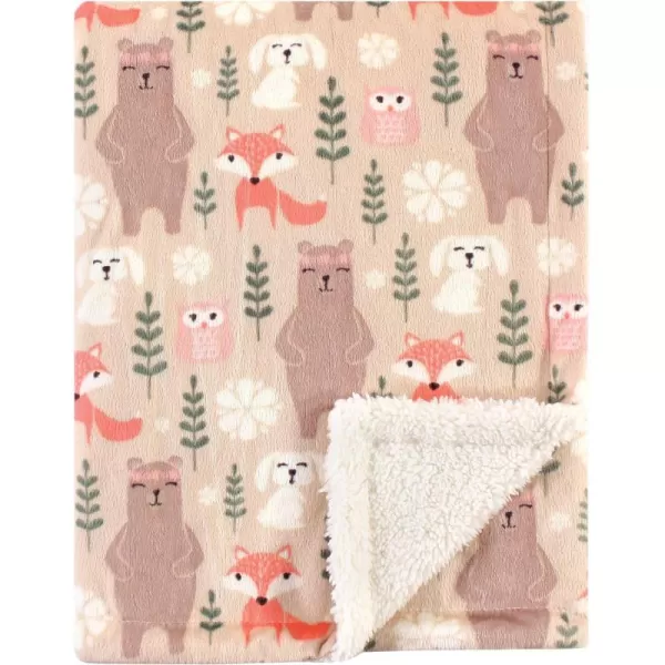 Hudson Baby Unisex Baby Plush Mink and Sherpa Blanket, Light Pink White, One Size
