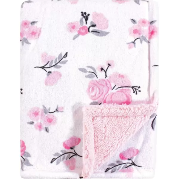 Hudson Baby Unisex Baby Plush Mink and Sherpa Blanket, Light Pink White, One Size